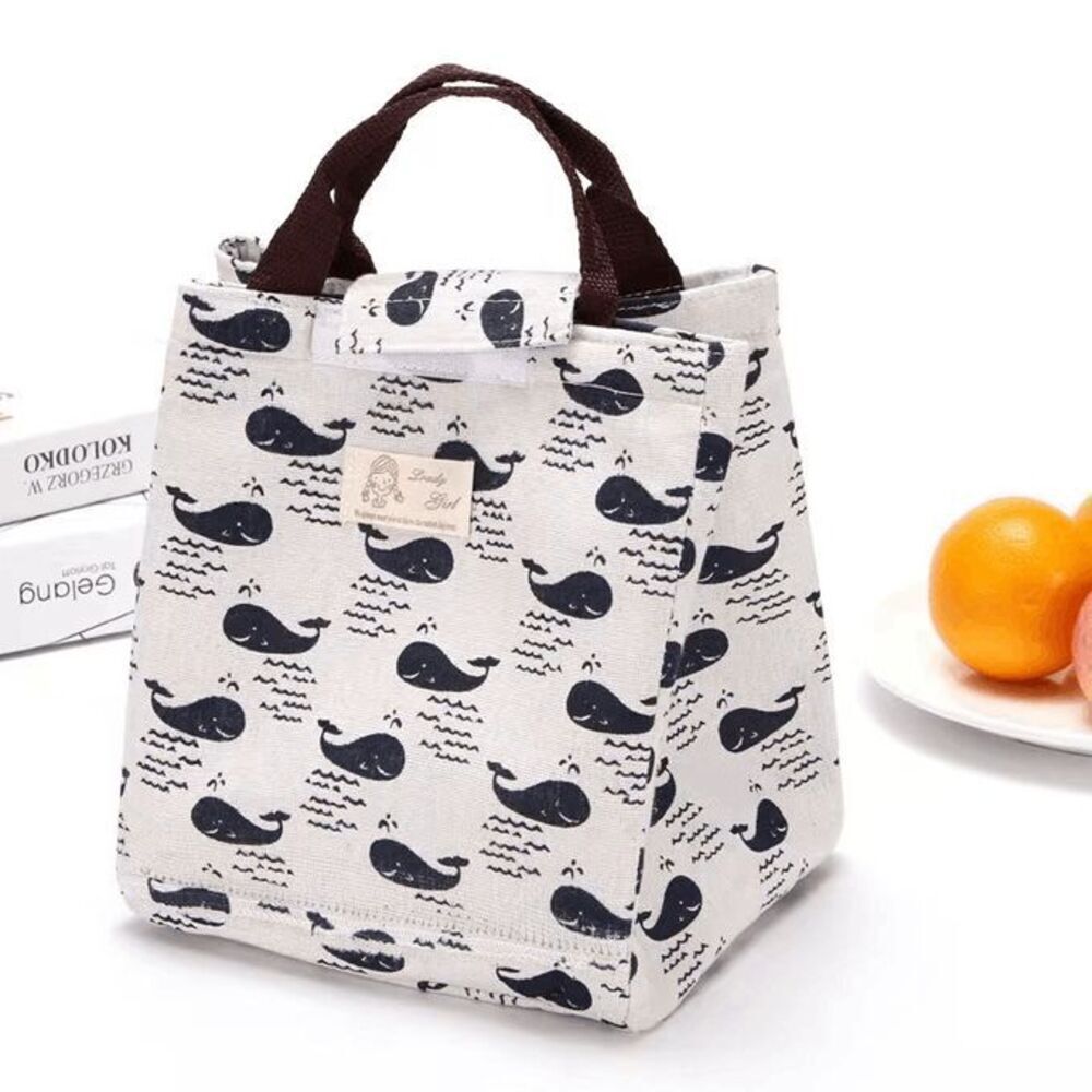 Brand New Canvas Insulated Compact Reusable Tote Cooler Lunch Bag with Handles